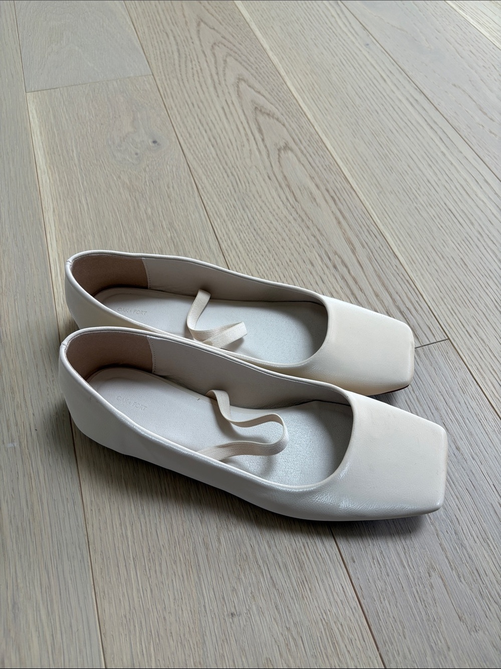 OAK+FORT Women’s Neutral Square-Toe Ballet Flats